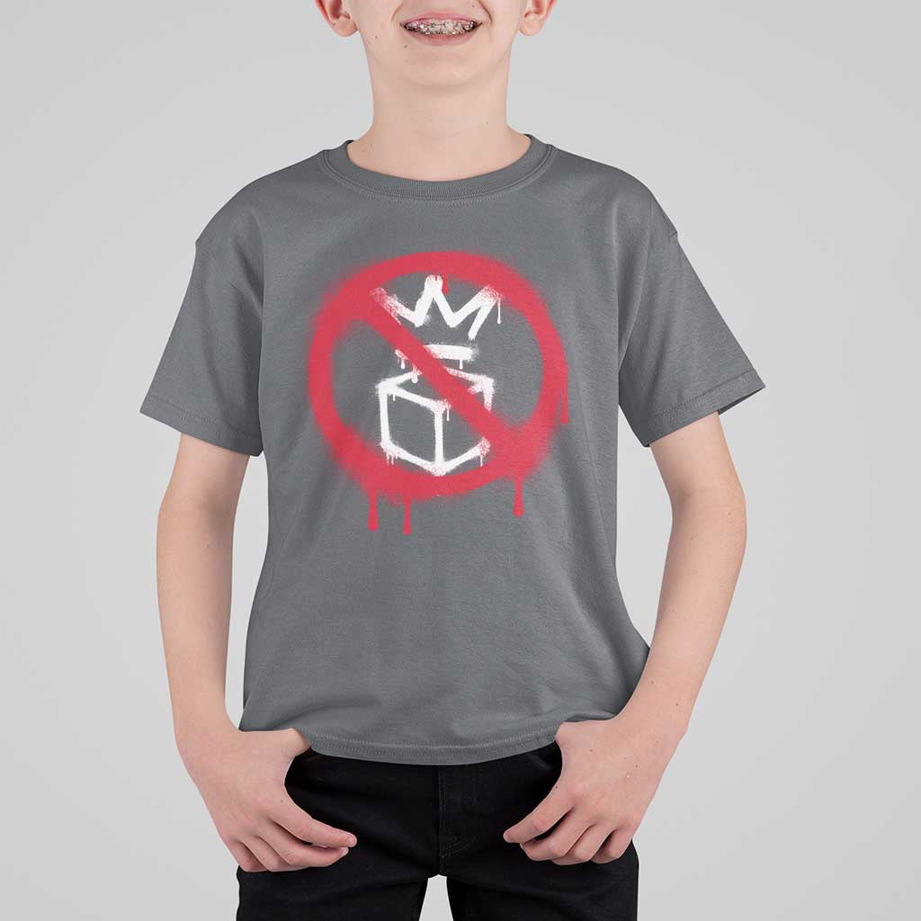 No Kings No Ice Protest T Shirt For Kid Vintage Political Stop Sign Graffiti Graphic