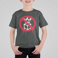 No Kings No Ice Protest T Shirt For Kid Vintage Political Stop Sign Graffiti Graphic