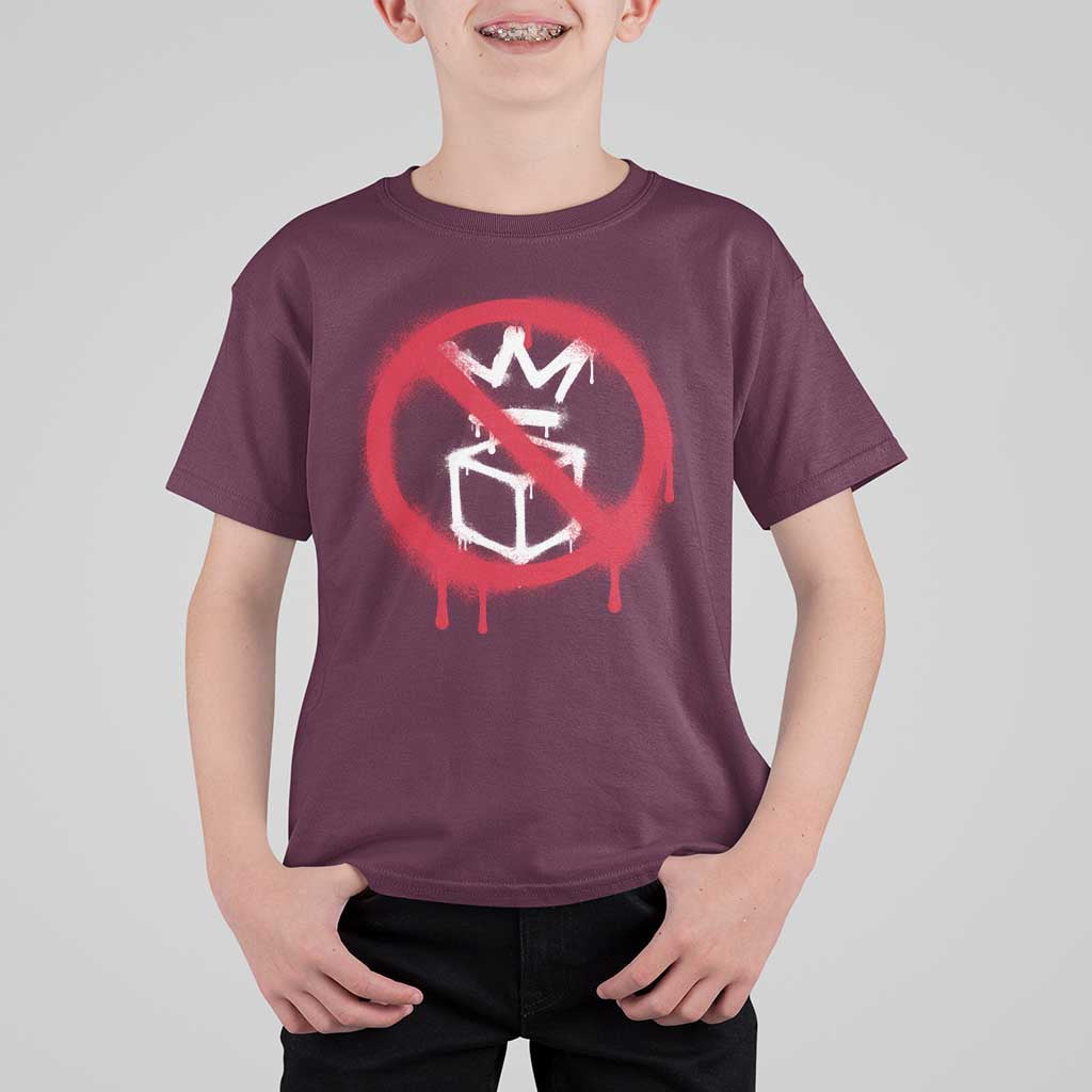 No Kings No Ice Protest T Shirt For Kid Vintage Political Stop Sign Graffiti Graphic
