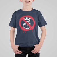 No Kings No Ice Protest T Shirt For Kid Vintage Political Stop Sign Graffiti Graphic