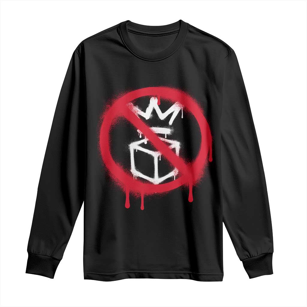 No Kings No Ice Protest Long Sleeve Shirt Vintage Political Stop Sign Graffiti Graphic