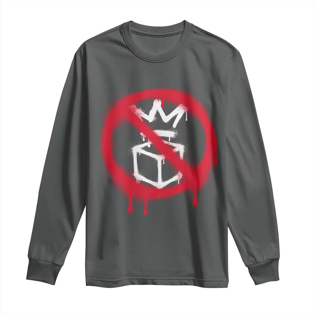 No Kings No Ice Protest Long Sleeve Shirt Vintage Political Stop Sign Graffiti Graphic