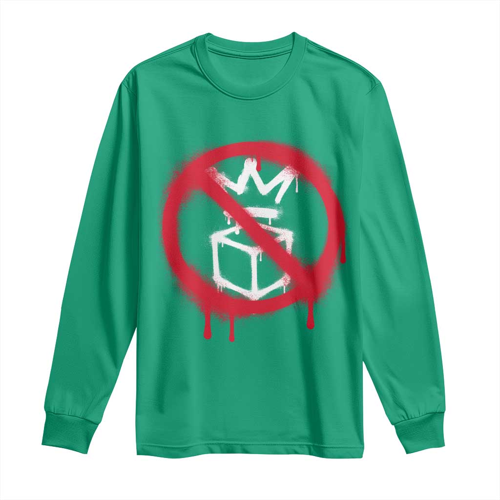 No Kings No Ice Protest Long Sleeve Shirt Vintage Political Stop Sign Graffiti Graphic