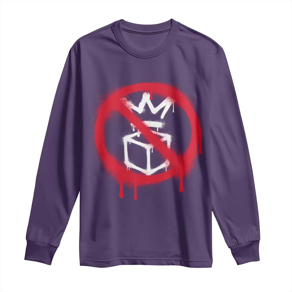 No Kings No Ice Protest Long Sleeve Shirt Vintage Political Stop Sign Graffiti Graphic