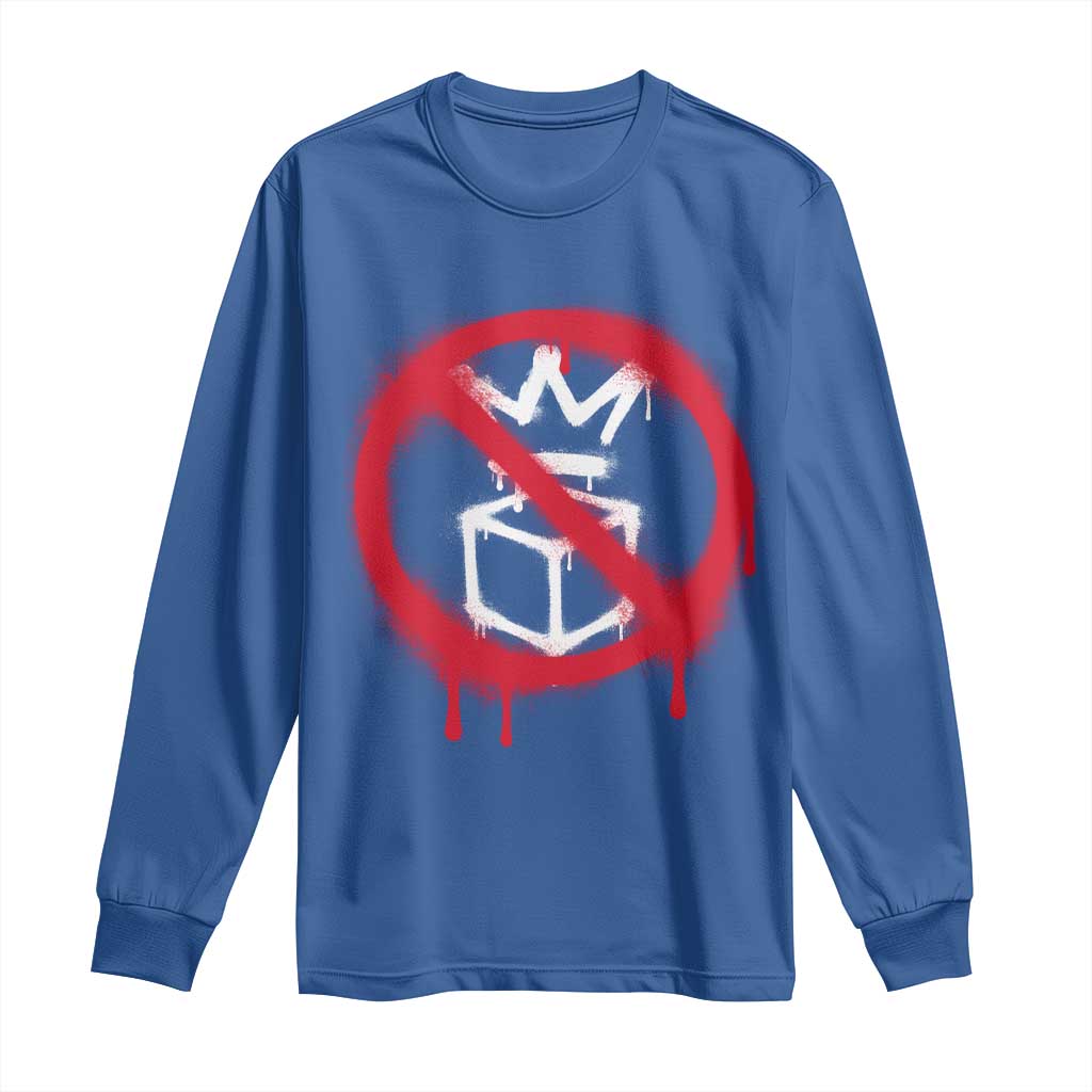 No Kings No Ice Protest Long Sleeve Shirt Vintage Political Stop Sign Graffiti Graphic