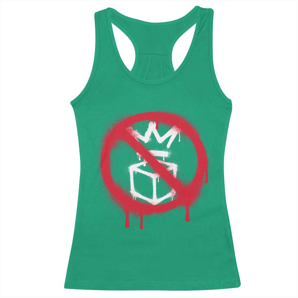 No Kings No Ice Protest Racerback Tank Top Vintage Political Stop Sign Graffiti Graphic