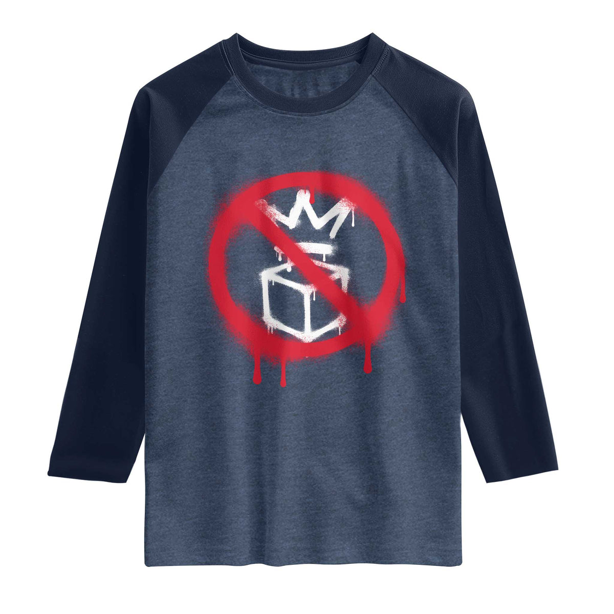 No Kings No Ice Protest Raglan Shirt Vintage Political Stop Sign Graffiti Graphic