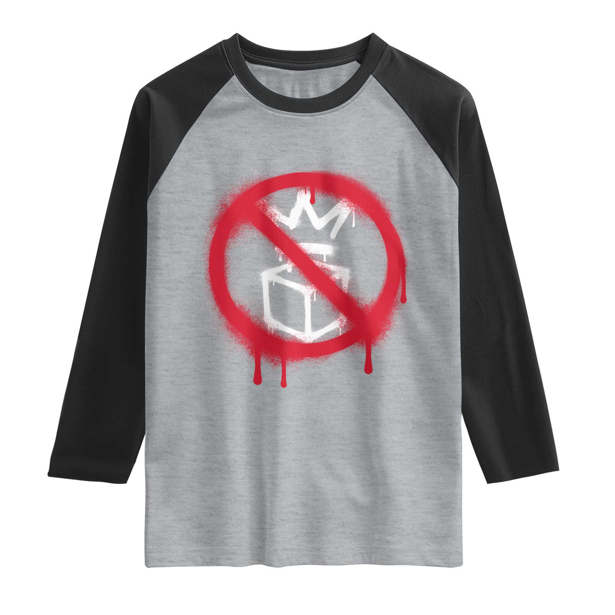 No Kings No Ice Protest Raglan Shirt Vintage Political Stop Sign Graffiti Graphic