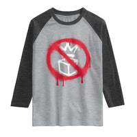 No Kings No Ice Protest Raglan Shirt Vintage Political Stop Sign Graffiti Graphic