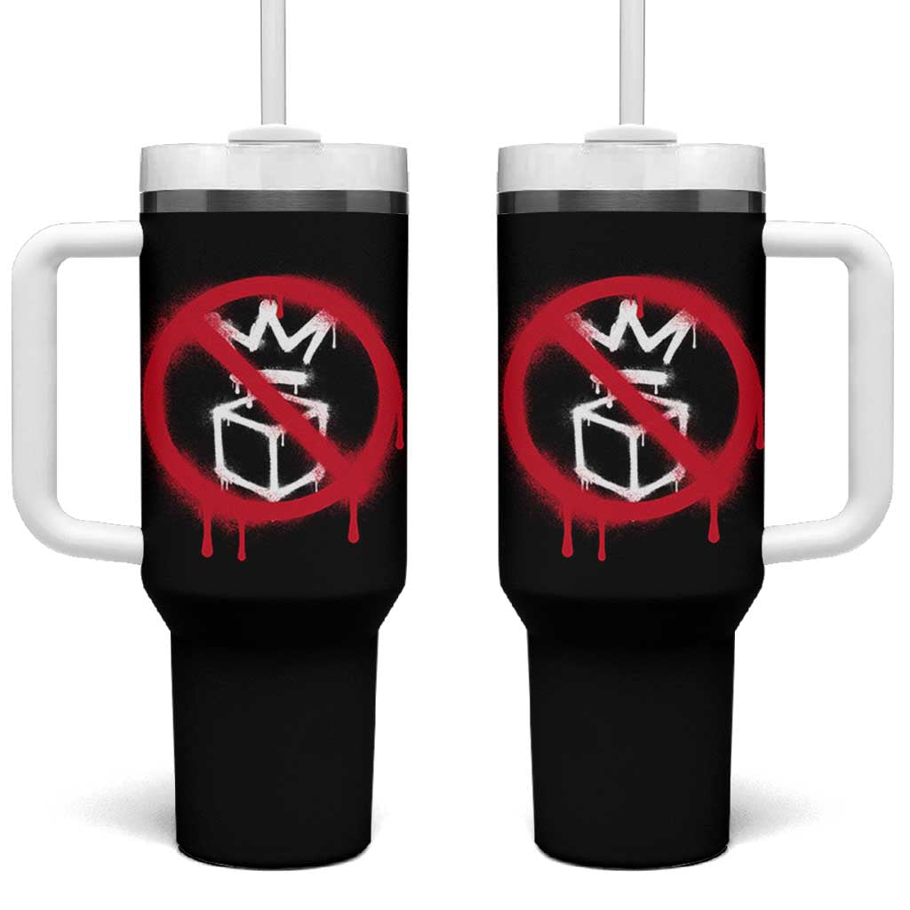 No Kings No Ice Protest Tumbler With Handle Vintage Political Stop Sign Graffiti Graphic