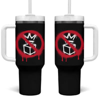 No Kings No Ice Protest Tumbler With Handle Vintage Political Stop Sign Graffiti Graphic