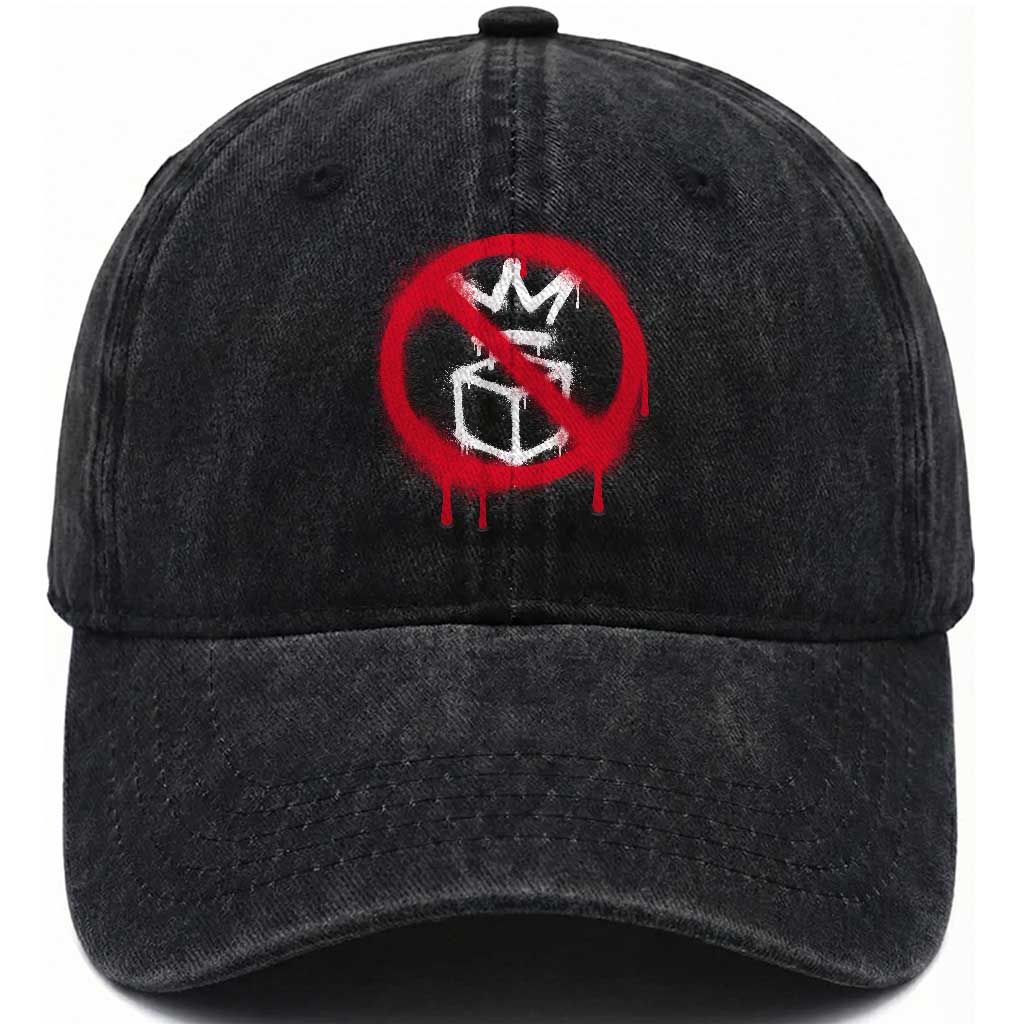 No Kings No Ice Protest Washed Cotton Baseball Cap Vintage Political Stop Sign Graffiti Graphic