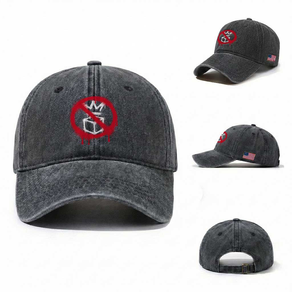 No Kings No Ice Protest Washed Cotton Baseball Cap Vintage Political Stop Sign Graffiti Graphic