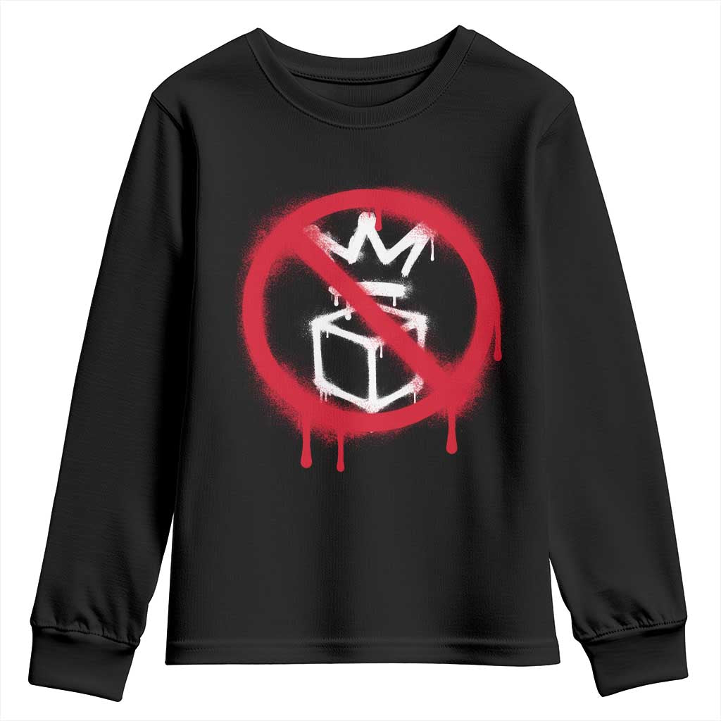 No Kings No Ice Protest Youth Sweatshirt Vintage Political Stop Sign Graffiti Graphic