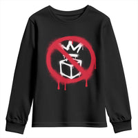 No Kings No Ice Protest Youth Sweatshirt Vintage Political Stop Sign Graffiti Graphic
