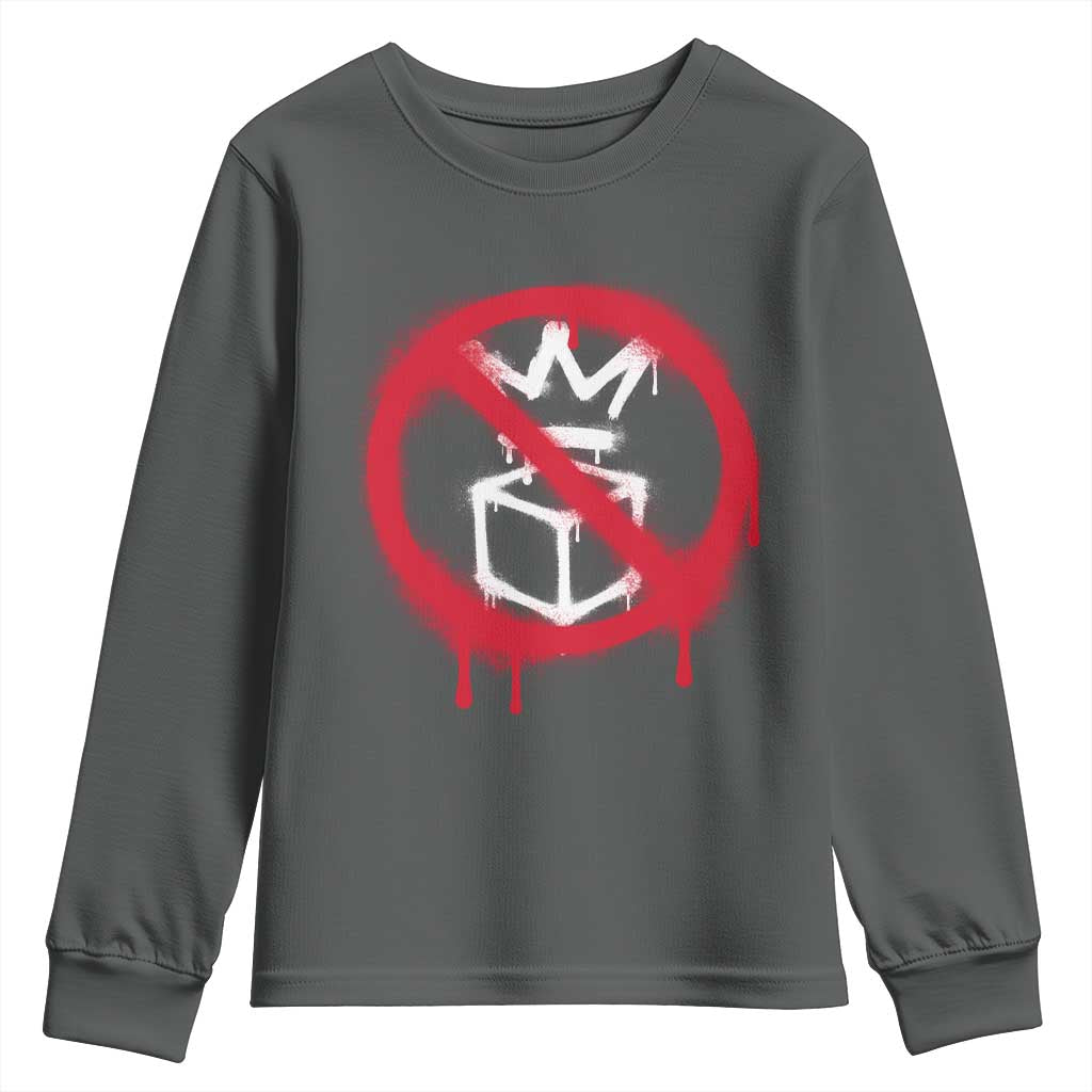 No Kings No Ice Protest Youth Sweatshirt Vintage Political Stop Sign Graffiti Graphic