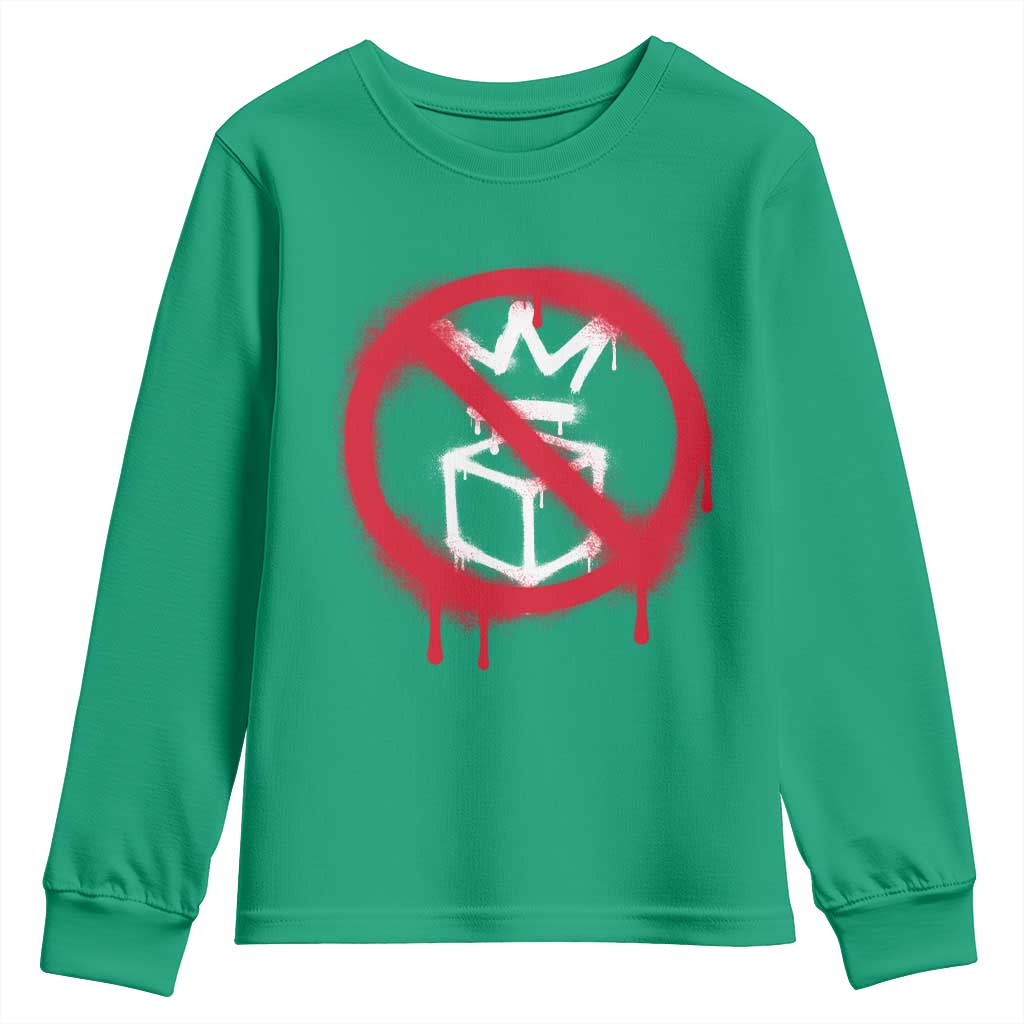 No Kings No Ice Protest Youth Sweatshirt Vintage Political Stop Sign Graffiti Graphic