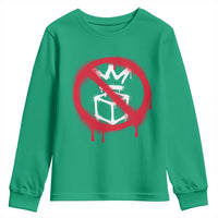 No Kings No Ice Protest Youth Sweatshirt Vintage Political Stop Sign Graffiti Graphic