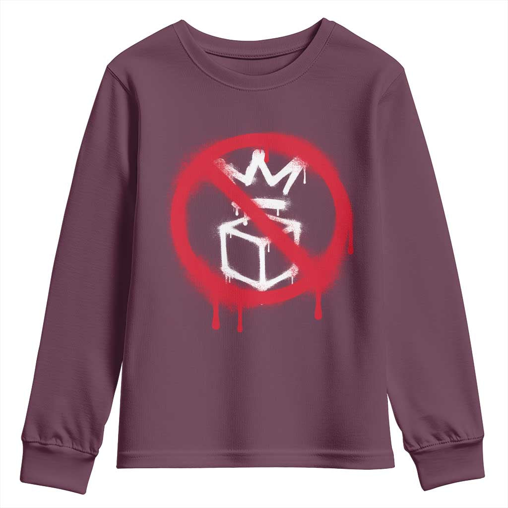 No Kings No Ice Protest Youth Sweatshirt Vintage Political Stop Sign Graffiti Graphic