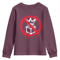 No Kings No Ice Protest Youth Sweatshirt Vintage Political Stop Sign Graffiti Graphic