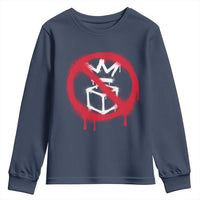 No Kings No Ice Protest Youth Sweatshirt Vintage Political Stop Sign Graffiti Graphic