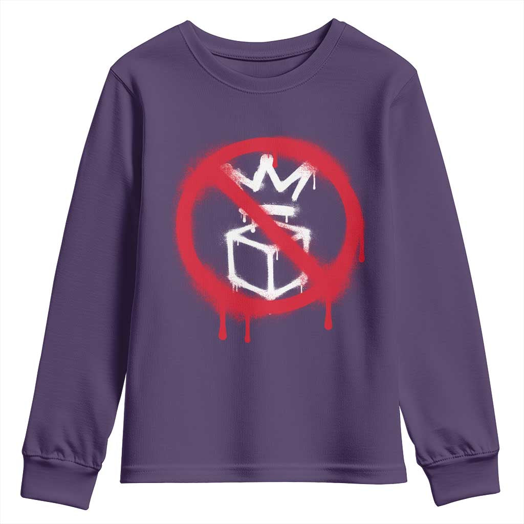 No Kings No Ice Protest Youth Sweatshirt Vintage Political Stop Sign Graffiti Graphic