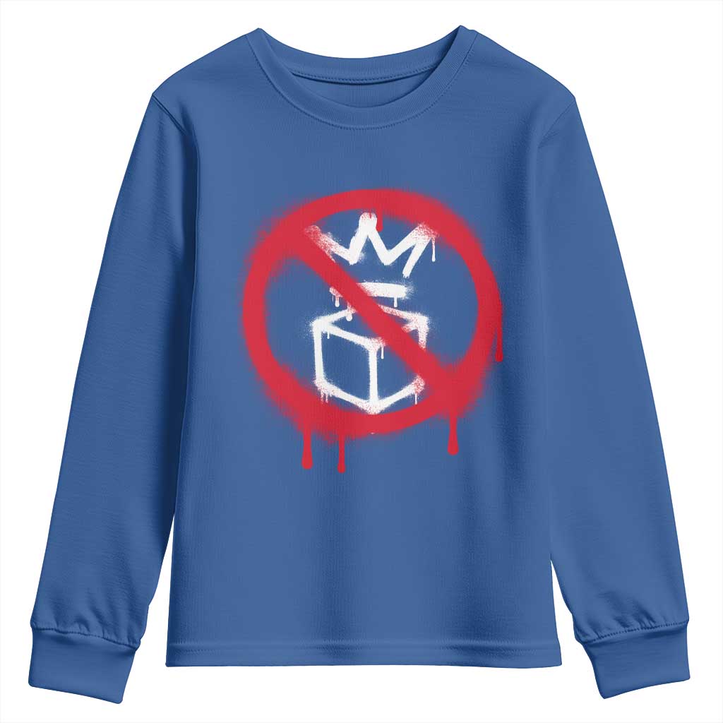 No Kings No Ice Protest Youth Sweatshirt Vintage Political Stop Sign Graffiti Graphic