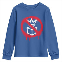 No Kings No Ice Protest Youth Sweatshirt Vintage Political Stop Sign Graffiti Graphic