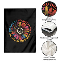No Kings No Dictators No Felon Presidents Garden Flag Retro Flower Peace Sign