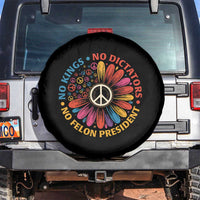 No Kings No Dictators No Felon Presidents Spare Tire Cover Retro Flower Peace Sign