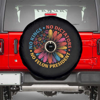 No Kings No Dictators No Felon Presidents Spare Tire Cover Retro Flower Peace Sign