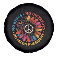 No Kings No Dictators No Felon Presidents Spare Tire Cover Retro Flower Peace Sign