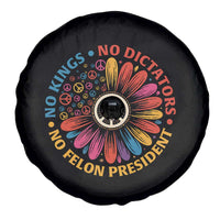 No Kings No Dictators No Felon Presidents Spare Tire Cover Retro Flower Peace Sign