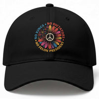 No Kings No Dictators No Felon Presidents Baseball Cap Retro Flower Peace Sign