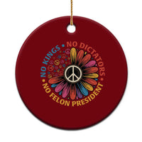 No Kings No Dictators No Felon Presidents Ceramic Ornament Retro Flower Peace Sign