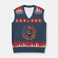 No Kings No Dictators No Felon Presidents V-Neck Knit Sweater Vest Retro Flower Peace Sign
