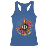 No Kings No Dictators No Felon Presidents Racerback Tank Top Retro Flower Peace Sign