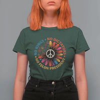 No Kings No Dictators No Felon Presidents T Shirt For Women Retro Flower Peace Sign