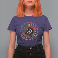 No Kings No Dictators No Felon Presidents T Shirt For Women Retro Flower Peace Sign