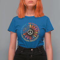 No Kings No Dictators No Felon Presidents T Shirt For Women Retro Flower Peace Sign
