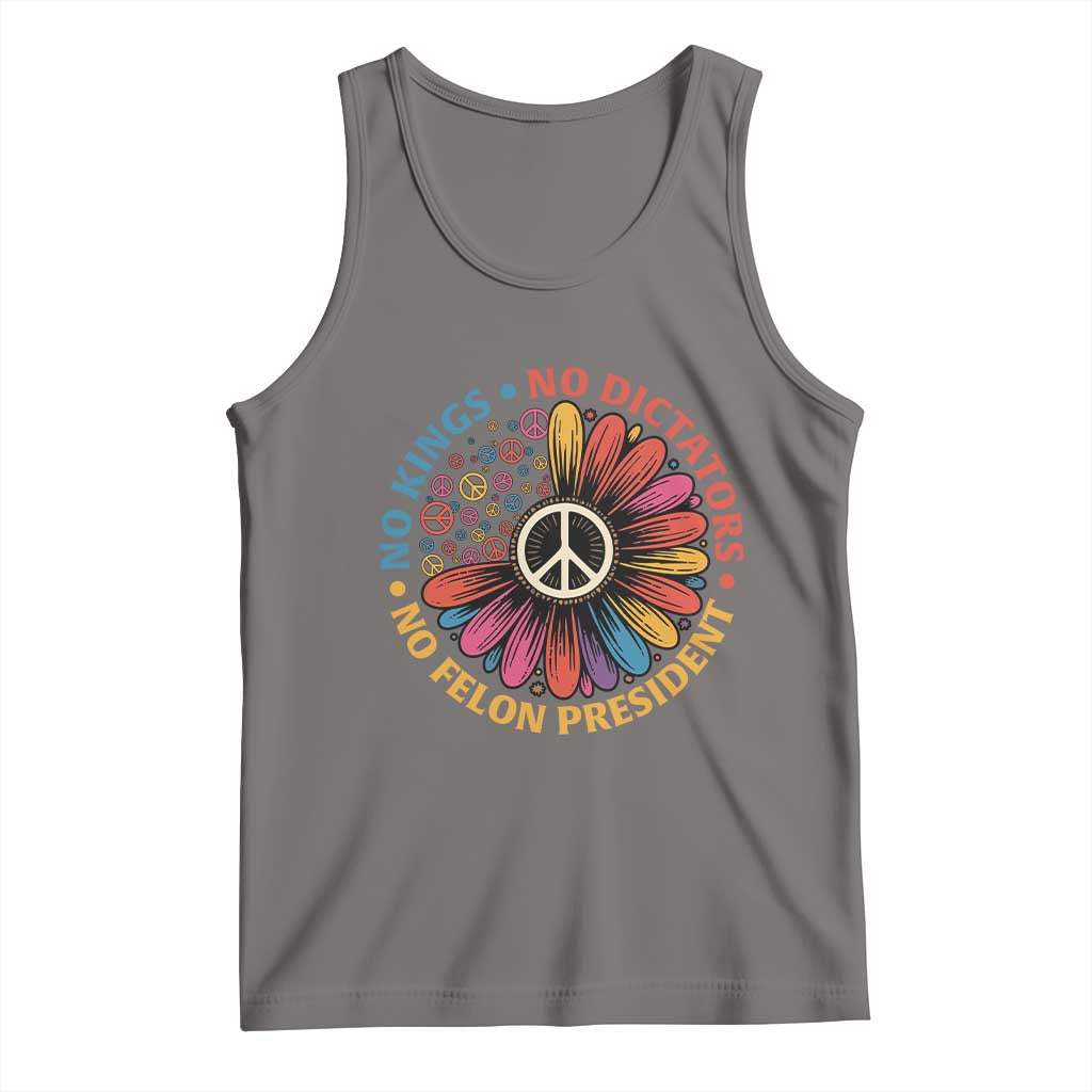 No Kings No Dictators No Felon Presidents Tank Top Retro Flower Peace Sign