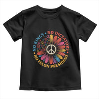 No Kings No Dictators No Felon Presidents Toddler T Shirt Retro Flower Peace Sign