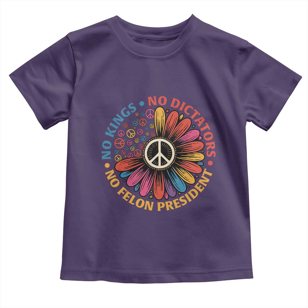 No Kings No Dictators No Felon Presidents Toddler T Shirt Retro Flower Peace Sign
