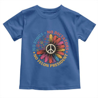 No Kings No Dictators No Felon Presidents Toddler T Shirt Retro Flower Peace Sign