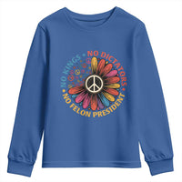 No Kings No Dictators No Felon Presidents Youth Sweatshirt Retro Flower Peace Sign