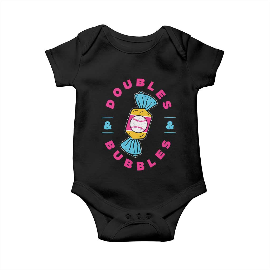Doubles and Bubbles Baseball Candy Gum Baby Onesie