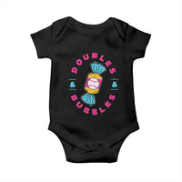 Doubles and Bubbles Baseball Candy Gum Baby Onesie