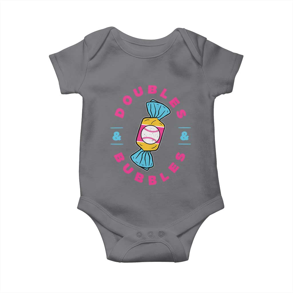 Doubles and Bubbles Baseball Candy Gum Baby Onesie