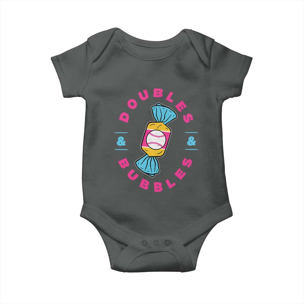Doubles and Bubbles Baseball Candy Gum Baby Onesie