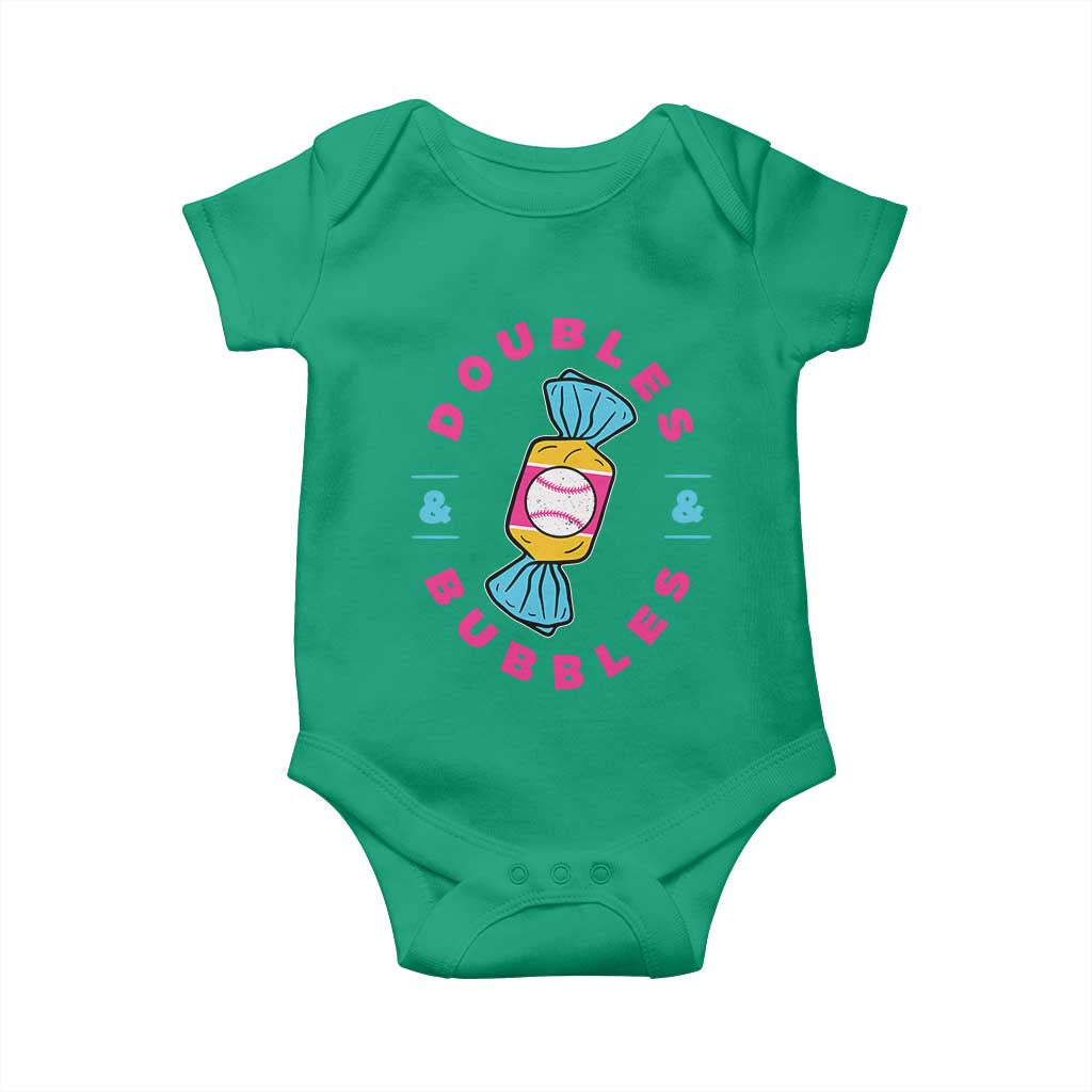 Doubles and Bubbles Baseball Candy Gum Baby Onesie